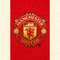 曼联足球俱乐部球队Logo - 红色背景与金色魔鬼标志